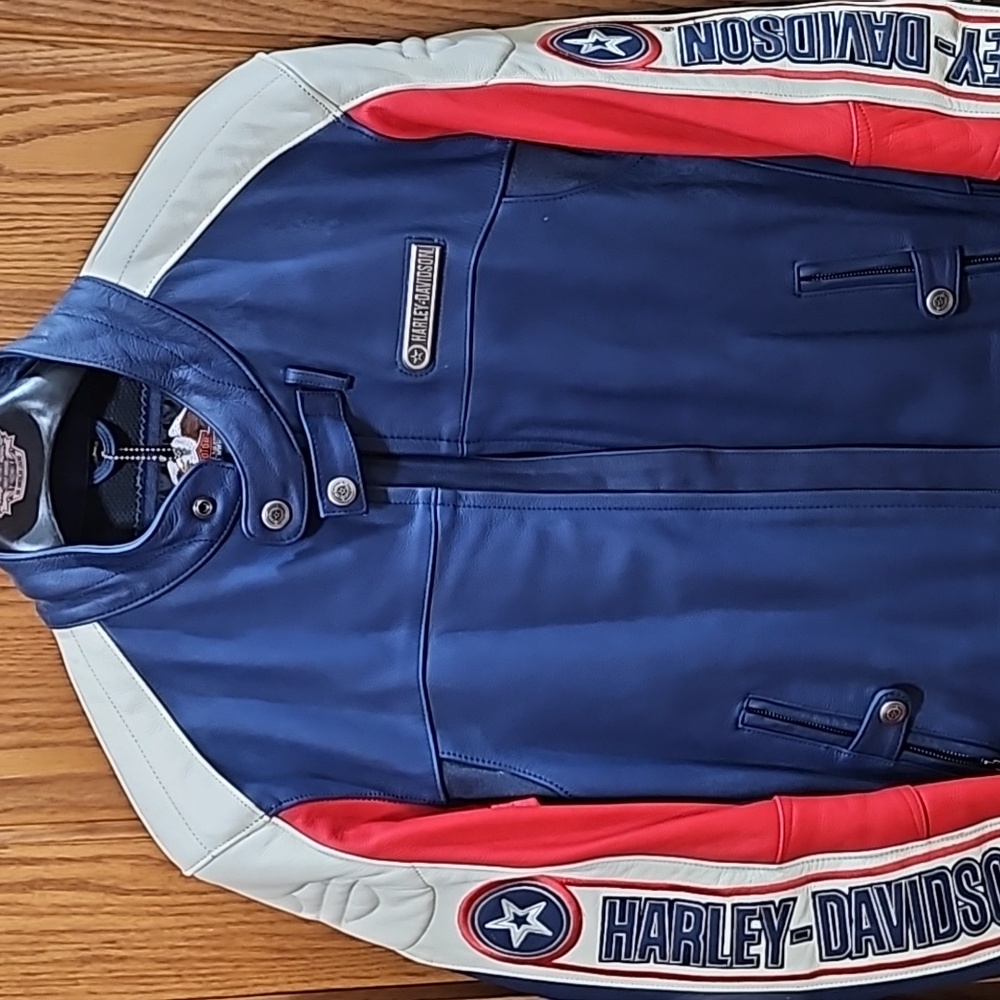 Red White Blue Harley Davidson jacket